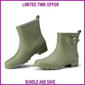 Waterproof Ankle Rain Boots Anti-Slip Comfortable Insole Women's Outdoor Shoes
